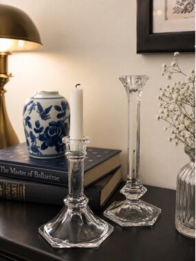 Vintage Crystal Candlestick Pair |Grandmillennial Ralph Lauren Old Money Decor